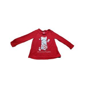 Winter Christmas holiday shirt red llama glitter red white baby size 18-24m